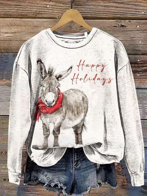 Christmas Donkey Casual Cotton Sweatshirt