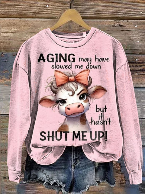 Cow with A Bow Casual Cotton Sweatshirt