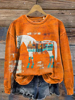 Retro Horse Casual Cotton Sweatshirt