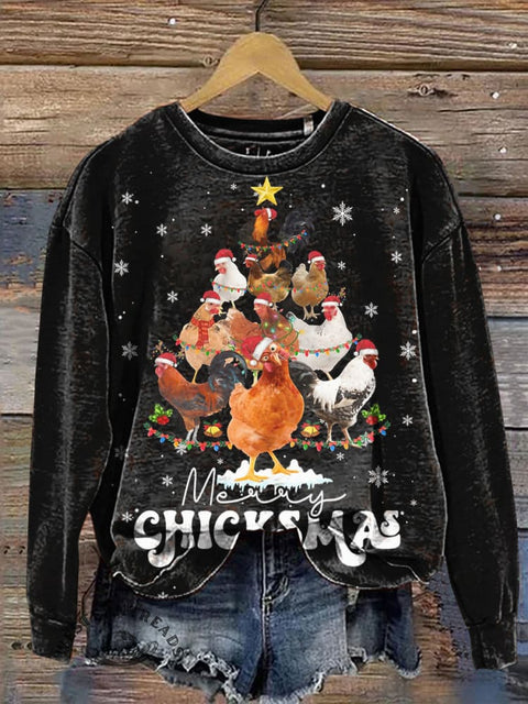 Funny Christmas Chicken Casual Cotton Sweatshirt