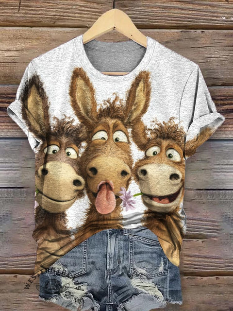 Three Funny Donkeys T-shirt