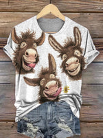 Three Funny Donkeys and Flower T-shirt