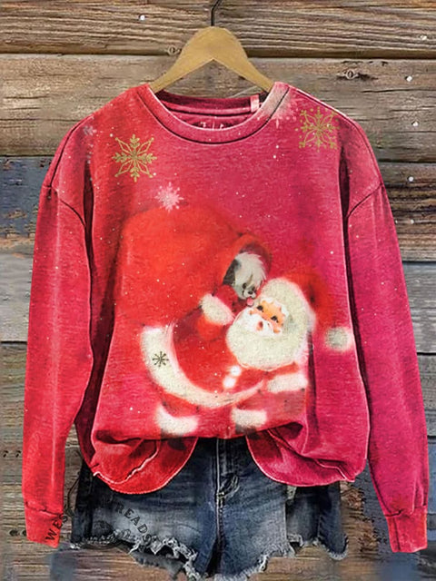 Cute Santa Claus Casual Cotton Sweatshirt