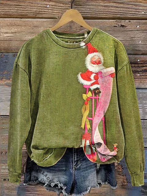 Cute Santa Claus Casual Cotton Sweatshirt