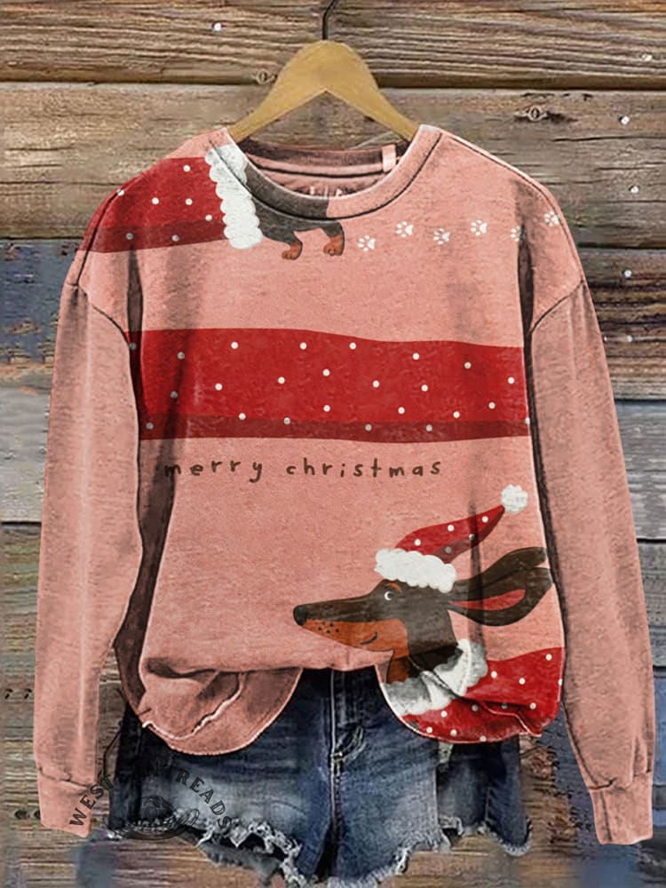 Christmas Dog Casual Cotton Sweatshirt