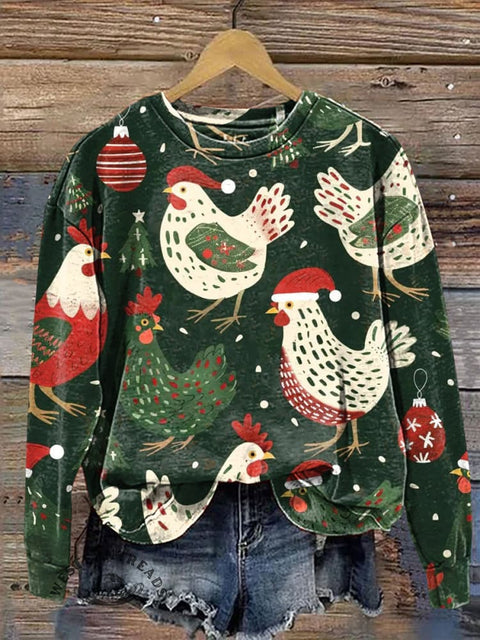 Christmas Chicken Casual Cotton Sweatshirt