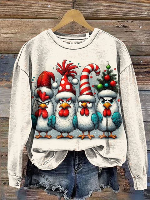 Christmas Chicken Casual Cotton Sweatshirt