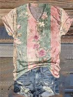 🔥Limited Time Discount🔥Women's Vintage Print V-neck Casual T-Shirt