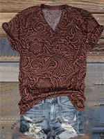 🔥Limited Time Discount🔥Women's Vintage Print V-neck Casual T-Shirt