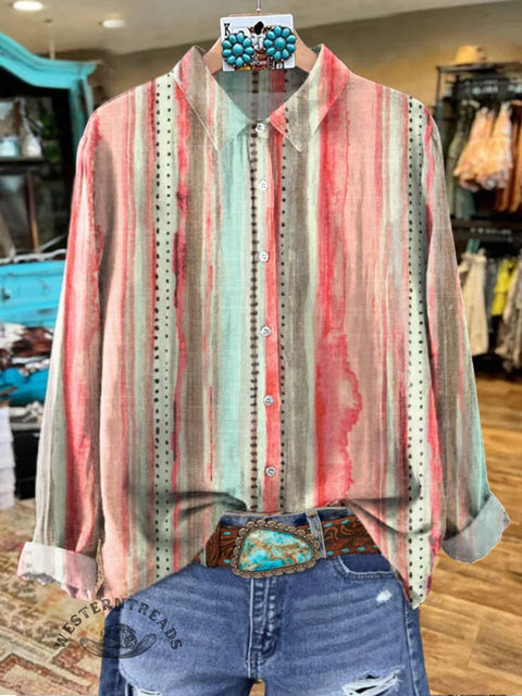 Women's Art Print Casual Cotton Shirt