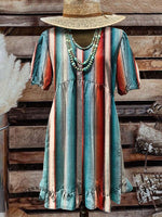 🔥Hot Sale🔥Women's Vintage Western Art Print Pocket Cotton Dress