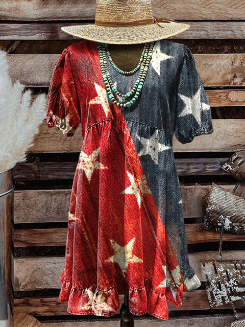 Women's Art Print Pocket Cotton Dress