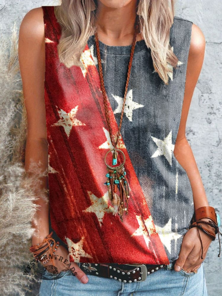 Vintage America Flag Art Print T-shirt