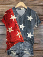 Vintage America Flag Art Print T-shirt