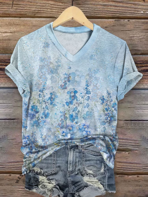 Women's Viintage Art V-neck Casual T-Shirt