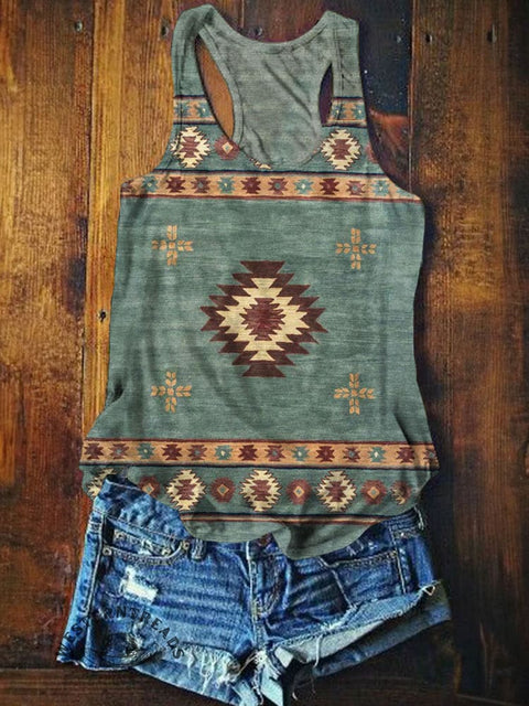 Women's Western Art Print Tank Top