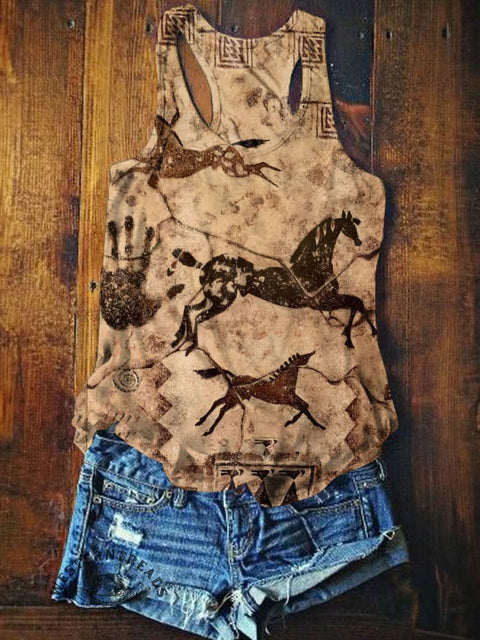 Women's Western Art Print Tank Top