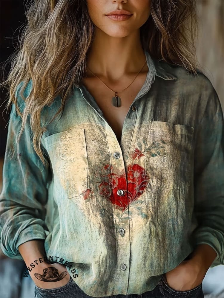 🔥Limited Time Discount🔥Vintage Heart Print T-shirt