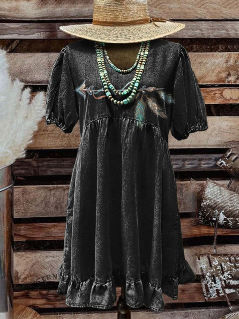 Women's Art Print Pocket Cotton Dress