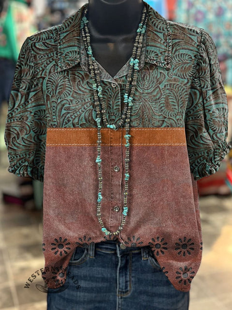 Women's Art Print Casual Cotton Shirt
