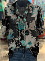 Women's Vintage Print Casual Cotton Shirt