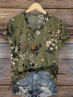 Women's Vintage Art V-neck Casual T-Shirt