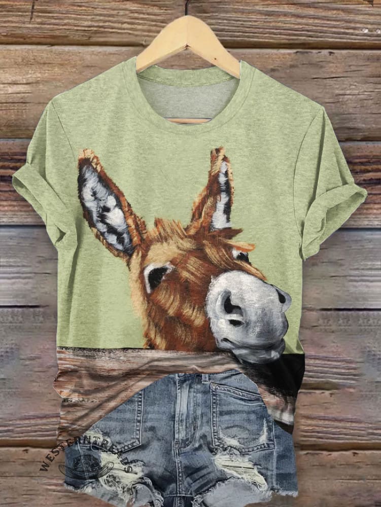 Vintage Donkey Art Print T-shirt