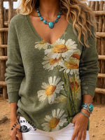 Women's Vintage Art V-neck Casual T-Shirt