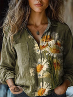 Women's Vintage Art V-neck Casual T-Shirt