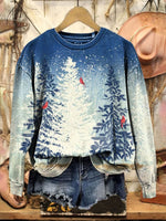 Vintage Christmas Art Print Casual Cotton Sweatshirt