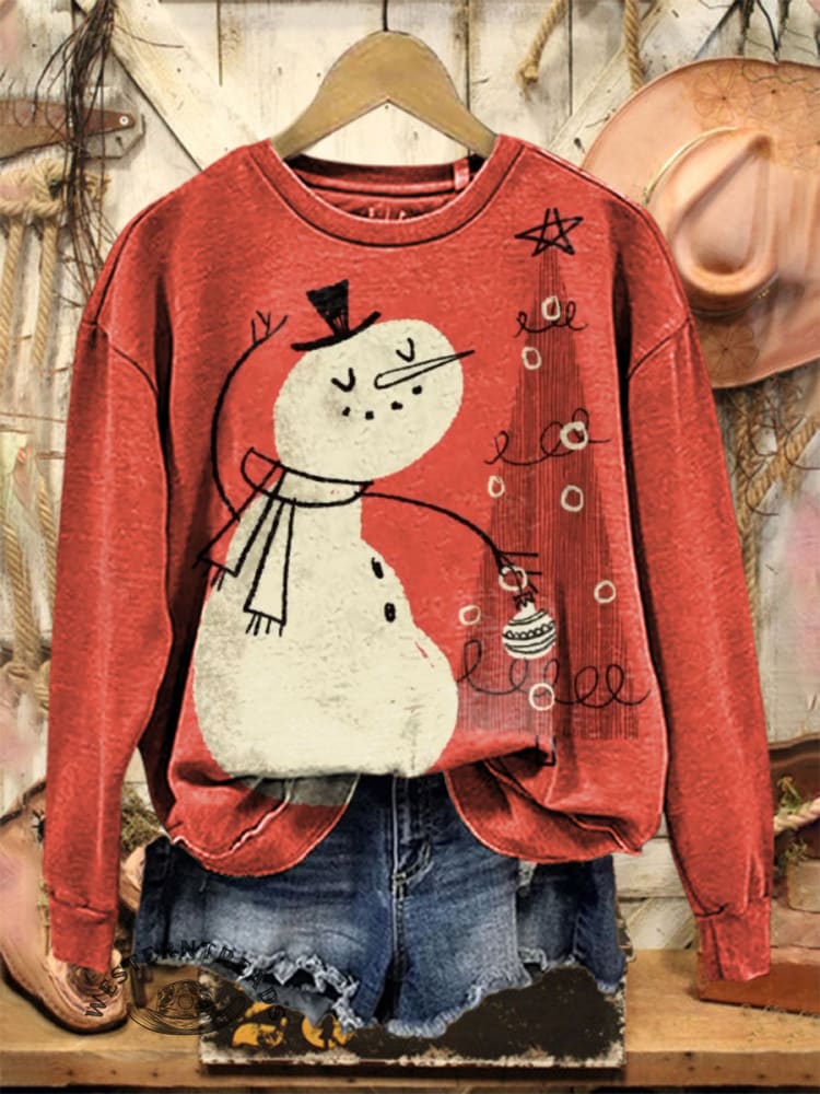 Vintage Christmas Casual Cotton Sweatshirt