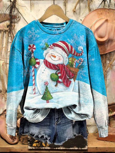 Christmas Print Casual Cotton Sweatshirt
