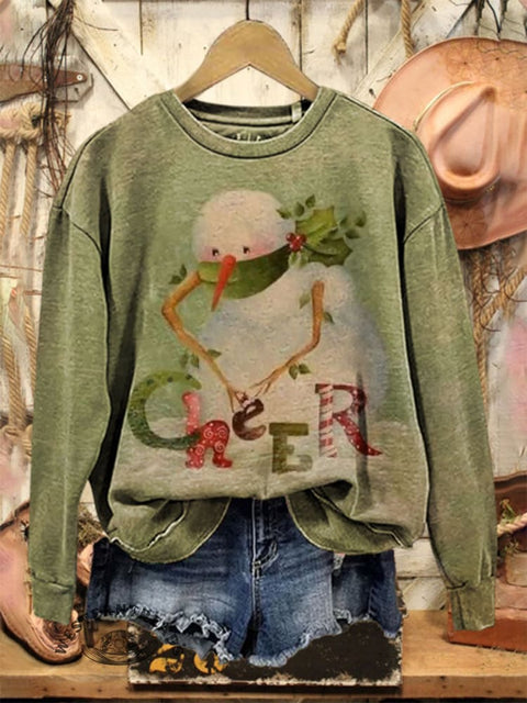 Christmas Print Casual Cotton Sweatshirt