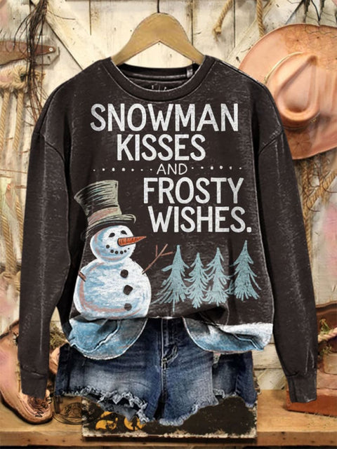 Christmas Print Casual Cotton Sweatshirt