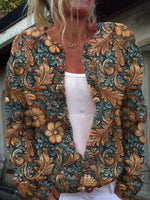 Vintage Art Print Buttoned Cardigan Sweater