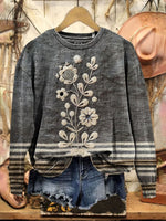 Vintage Art Print Casual Cotton Sweatshirt