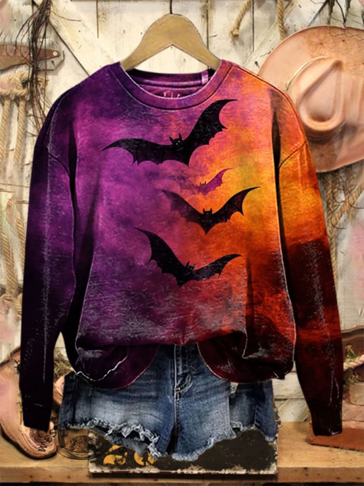 Vintage Halloween Art Print Casual Cotton Sweatshirt