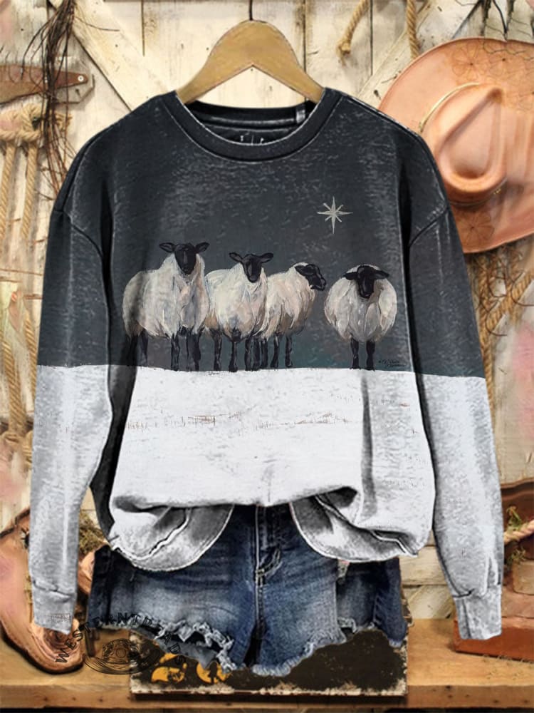 Vintage Art Print Casual Cotton Sweatshirt