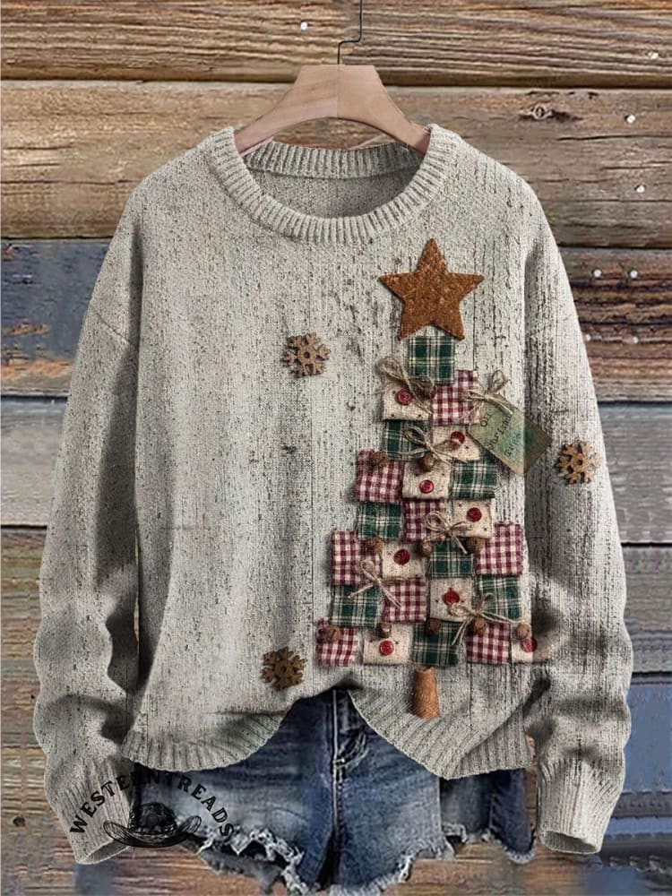 Vintage Christmas Art Print Casual Cotton Sweatshirt