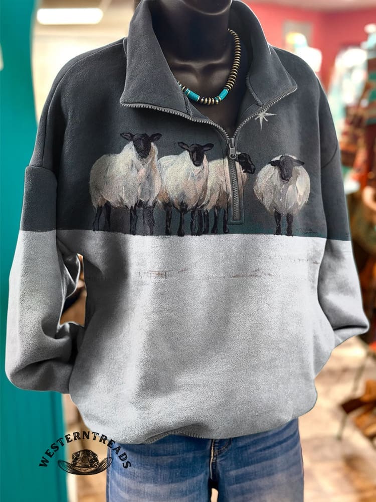 Vintage Art Print Casual Cotton Sweatshirt