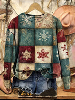 Vintage Christmas Art Print Casual Cotton Sweatshirt