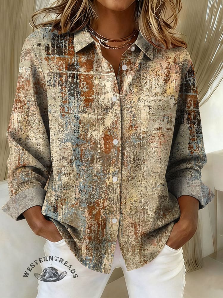 Women's Art Print Casual Cotton Shirt