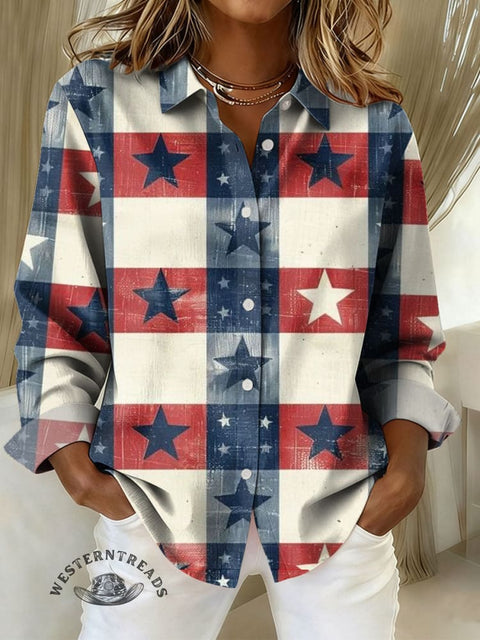 Women's Art Print Casual Cotton Shirt