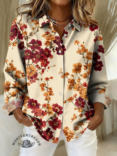 Women's Art Print Casual Cotton Shirt