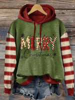 Vintage Christmas Art Print Cotton Casual Hoodie Sweatshirt