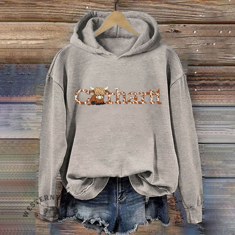 Highland Cow Print Basic Hoodie