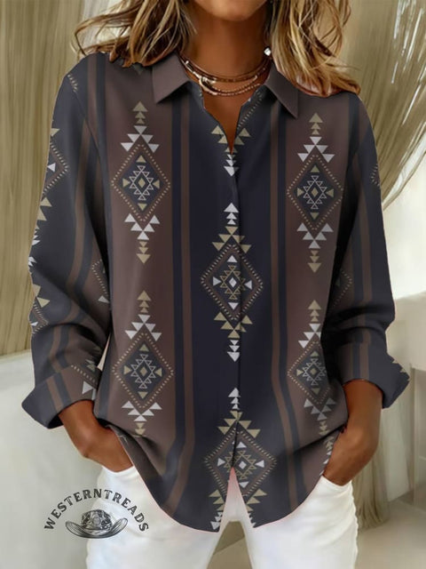 Women's Aztec Print Casual Cotton Shirt