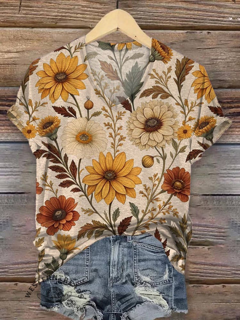 Floral Print Casual Cotton Sweatshirt