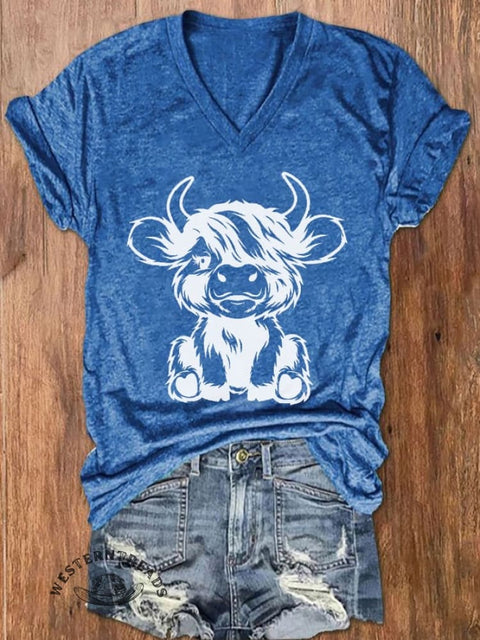 Women's Highland Cow Casual T-Shirt
