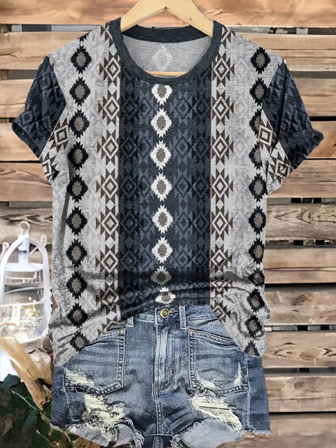 Aztac Classic West Blue Geometry Vertical Stripes T-shirt